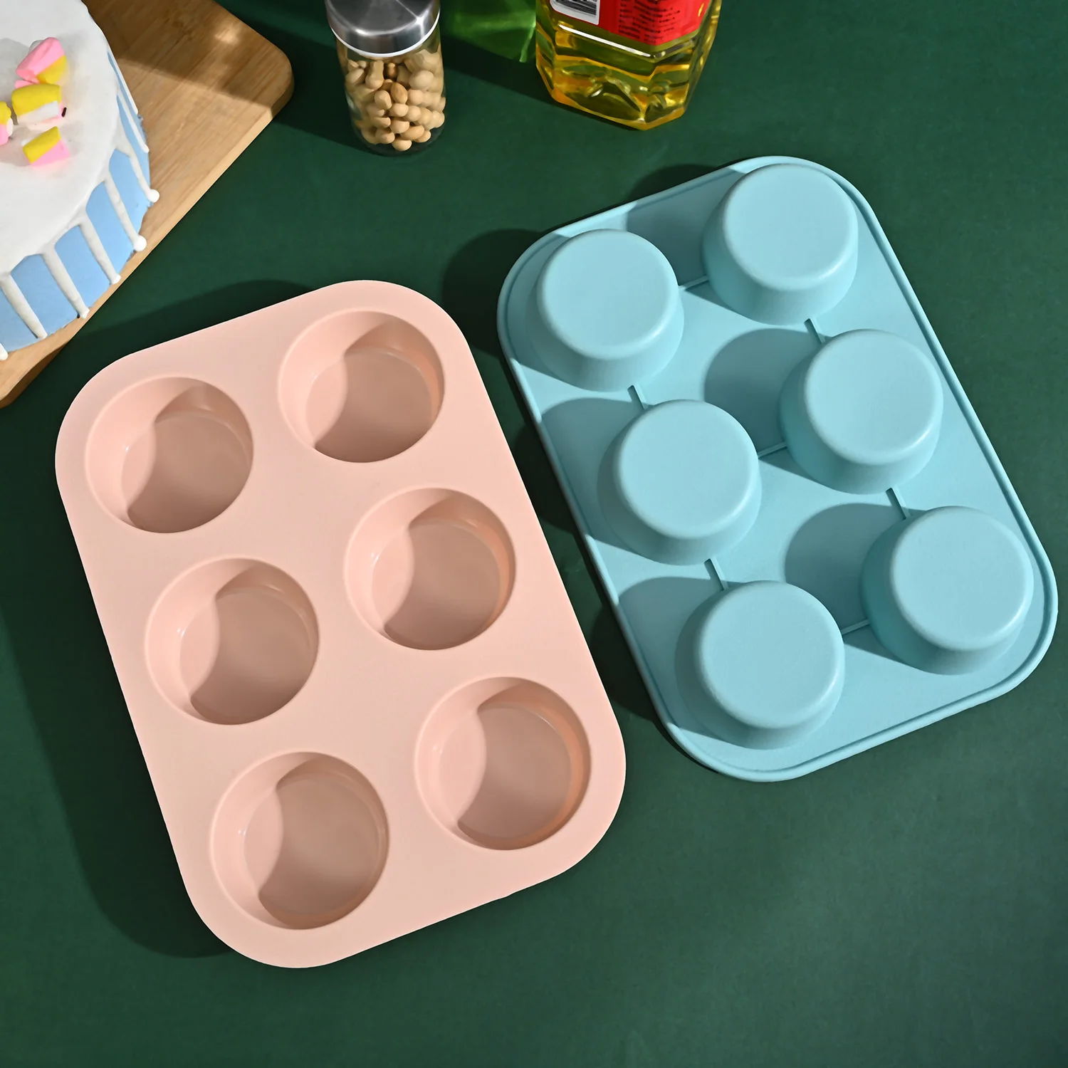 Custom 6 Cavity Handmade Kitchen Baking Tools Nonstick Silicone Soap Mold Silicone Cake Pudding Mould