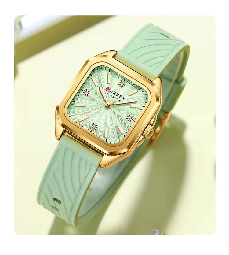 CURREN 9113 New Fashionable Classic Women's Quartz Watch Night Light Waterproof Square Calendar Business Quartz Women Watch