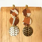 Clay Earrings Gold Plated Ceramic Handmade Polymer Clay Porcelain Green Drop Earrings Womens