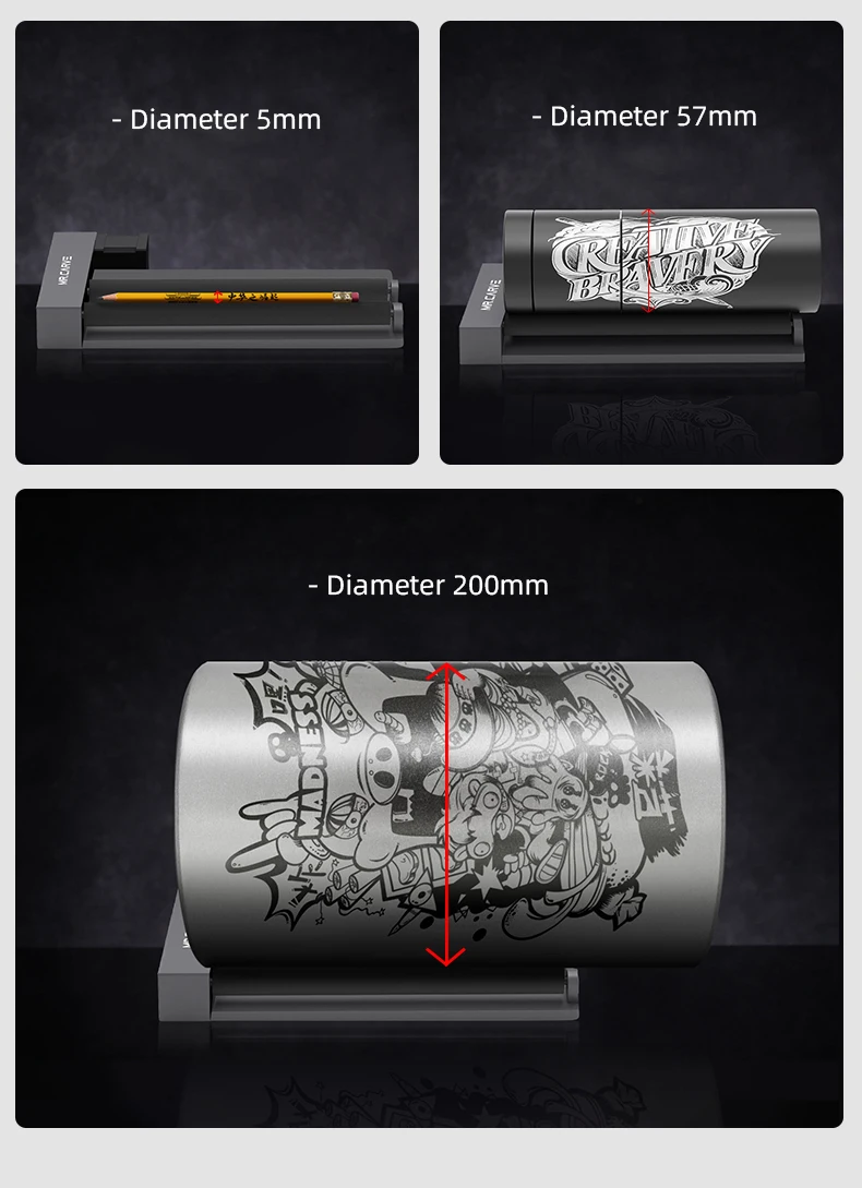 DAJA MR.CARVE RT5 Rotary Roller for DAJA Laser Engraving Machine D2/D3/D4/M1/M4/S4/A1 Rotating Shaft CNC Roller of Rotation