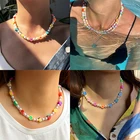 Bead 2021 Hot Sale Amazom New Bohemia Multi Coloured Bead Choker Colored Imitation Pearl Necklace Choker