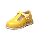 Kids Dress Wear 2021 Hot Selling Brand New Colorful Girls Kids T-bar Design Pattern Bright Yellow Dress Shoes Casual Wear