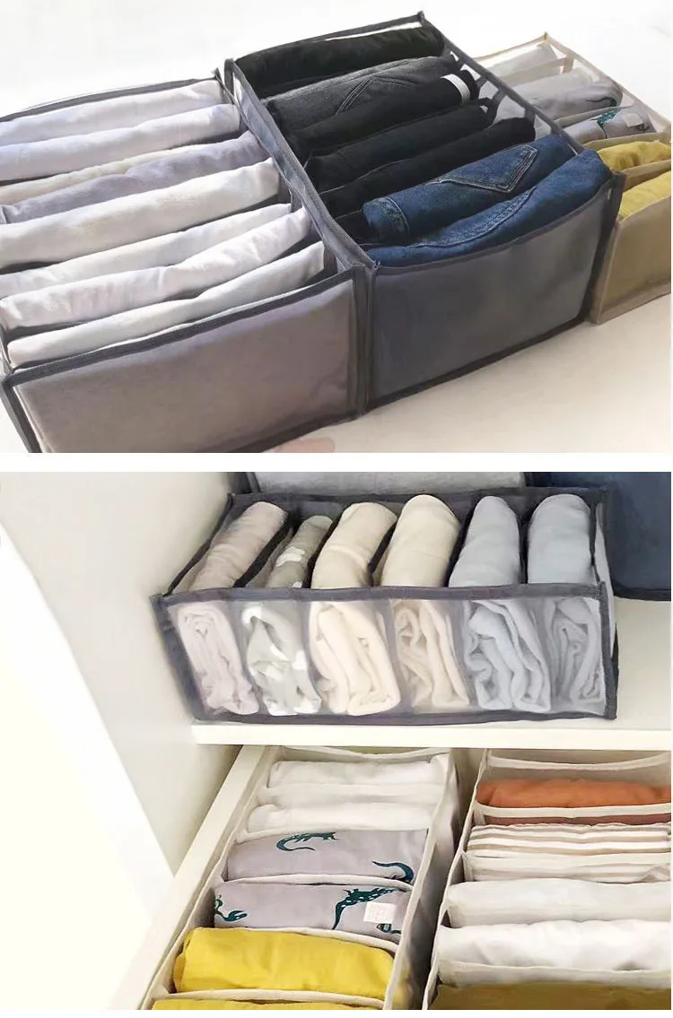 Closet Drawer Organizer Divider Storage Box For Underwear Bra Socks Washable Cabinet Wardrobe Clothes Organizer for Jeans