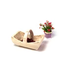Natural Natural Rustic Style Solid Paulownia Wooden Crafts Fruit Tray Portable With Handle