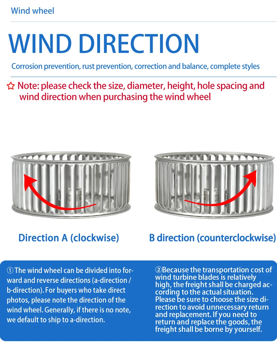 Roda de vento do impulsor sirocco 304 forno de aço inoxidável impulsor de vento resistente a altas temperaturas acessórios de ventilador plug-in fabricação