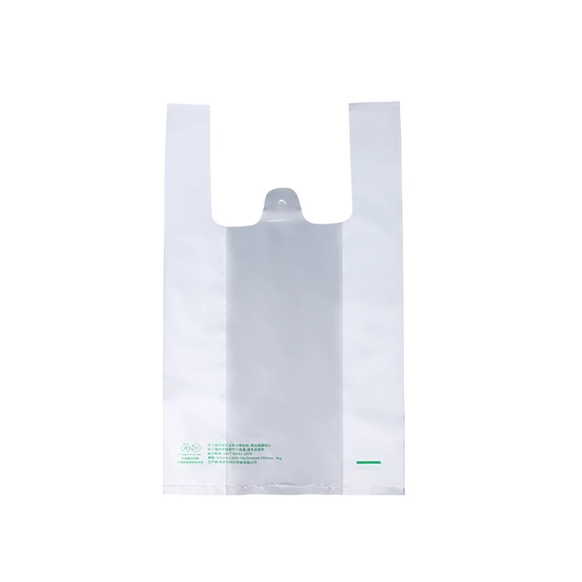 Handle Shopping Bag Wholesale 100% Biodegradable Compostable Vest Bag Popular Poly Plastic T Shirt Carry Out T Shirt