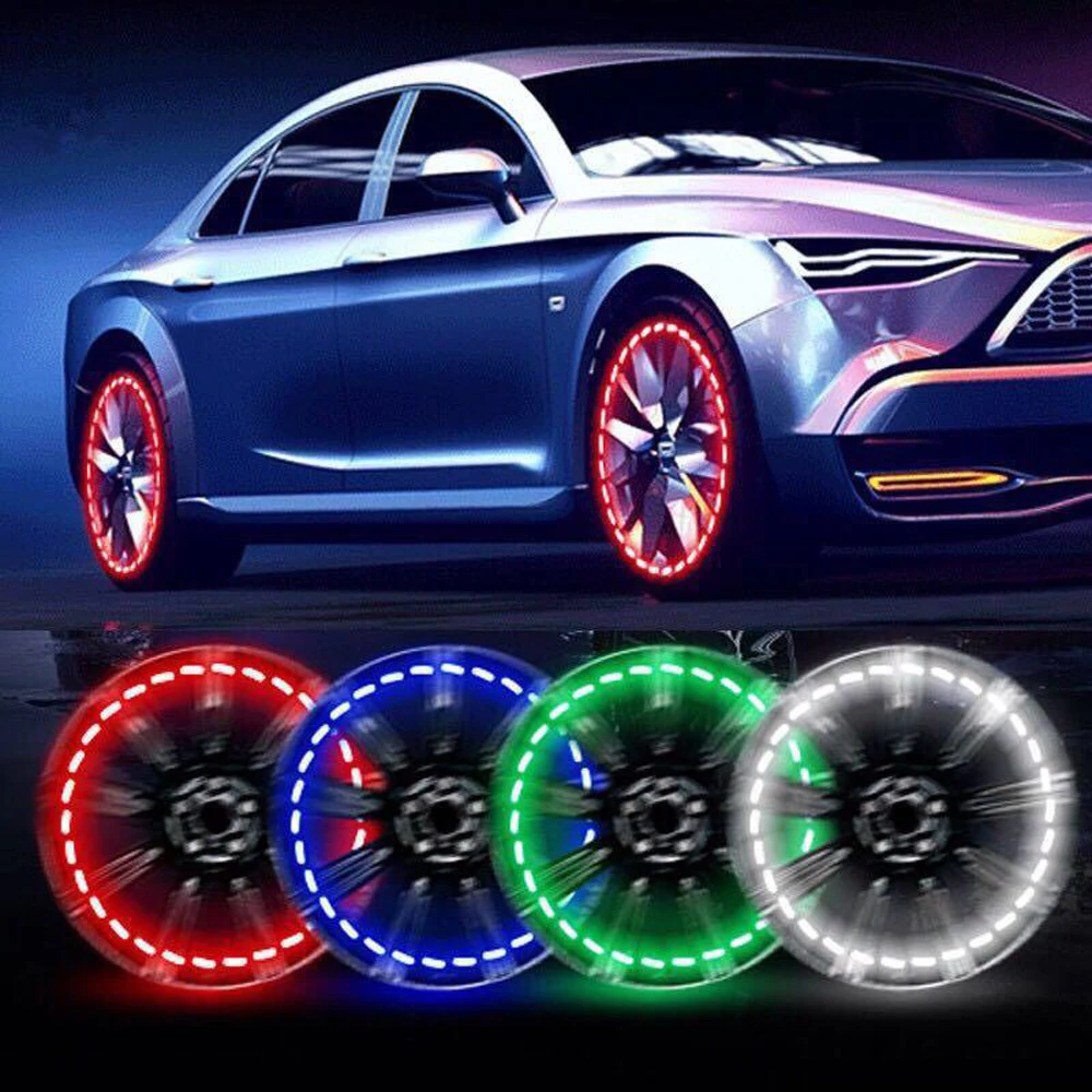 Solar Wheel Lights Car Motorcycle Decorative 12leds Tire Valve Caps