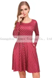 Latest Style Fancy Women Clothing Full Sleeve Knee Length Floral Dress For Spring Fall