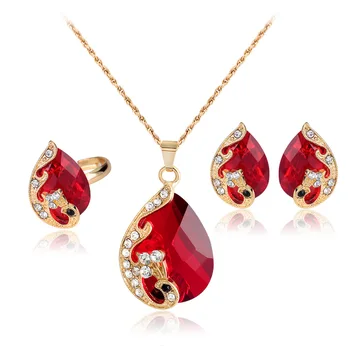 Fashion Jewelry Indian Costume Multi Color Crystal Jewelry Sets In Latest Design Jewelry Set Stone