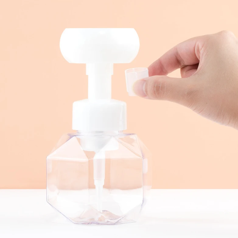 product 250ml flower shaped mousse bubbling bottle press type silicone brush foam bottle facial cleanser subpackage empty bottle-28