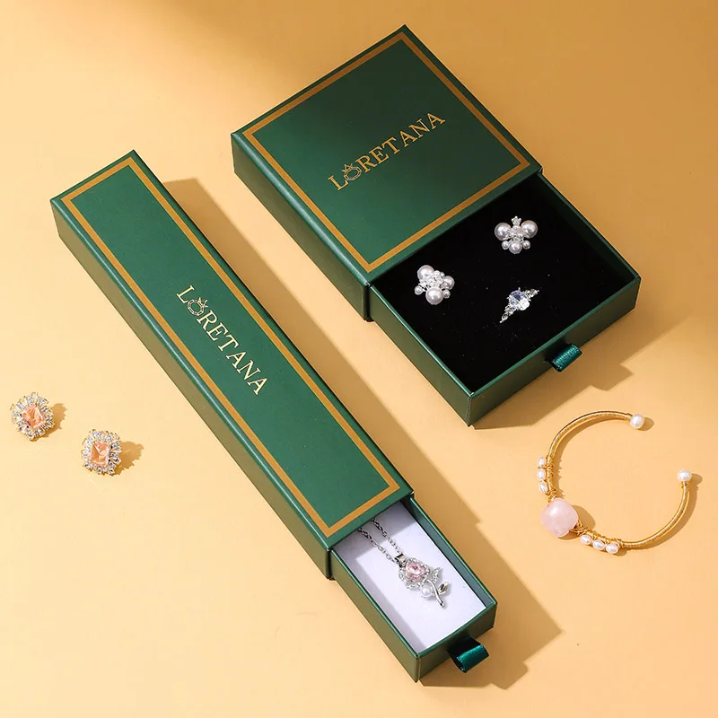 product a1 2026jb039 green luxury button closure drawer jewelry box with custom logo packaging for necklace ring earring-9
