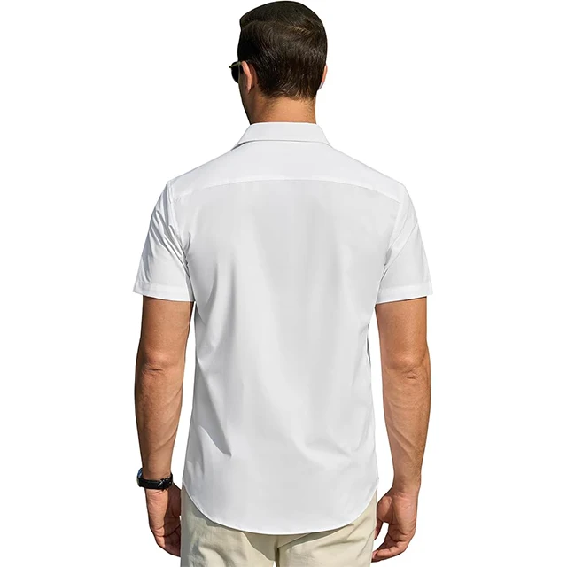 Men's Short Sleeve Button Down Lyocell Shirts Casual Summer Beach Cuban Collar Wedding Shirt with Pockets H2c032920591a4f8b87a1e843509c0d86D