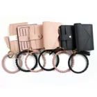 Leather New Style PU Leather Card Holder Wallets Silicone Bracelet Key Chain For Women
