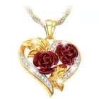 Love 2021 Hot Sale Europe And America New Love Heart Heart Rose Pendant Couple Gift Necklace