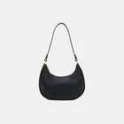 Leather Bag 2020 Trendy Fashion OEM PU Leather Smooth Shoulder Baguete Bag With Golden Strip And Half Moon Form