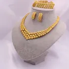 Jewelry 24K Gold Women's Jewelry Set Bridal Wedding Necklace Earring Ring Bracelet Four-piece Set