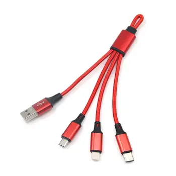 UUTEK UC007 2023 new product small nylon braided charging cable portable wear-resistant 3 in 1 usb cable