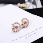 Stud Steel Crystal High Quality Hoop Stud Earrings Jewelry Stainless Steel Crystal Bling Accessory