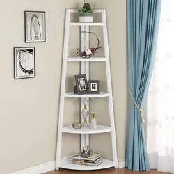 Living Room Kitchen Home Office 70 inch Tall Corner Shelf, 5 Tier Rustic Corner Bookshelf Bookcase Corner Ladder Shelf