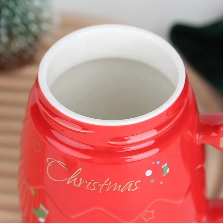 Gloway Holiday Festive Gift Creative Blue Or Red Cute Tea & Milk Snowball Cup Winter Christmas Santa Coffee Mug Snow Globe Mug