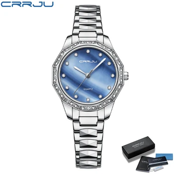 2022 New Style silver Stainless Steel blue Dial Japan Quartz Shell Pearl oyster Women's Lady Watches Montre femme