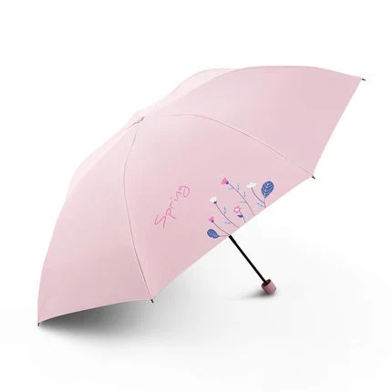 DD1209  New Fold Women Sunscreen Umbrellas Sun Rain Parasol Vinyl Ultraviolet-proof Summer Anti UV Protect Umbrella