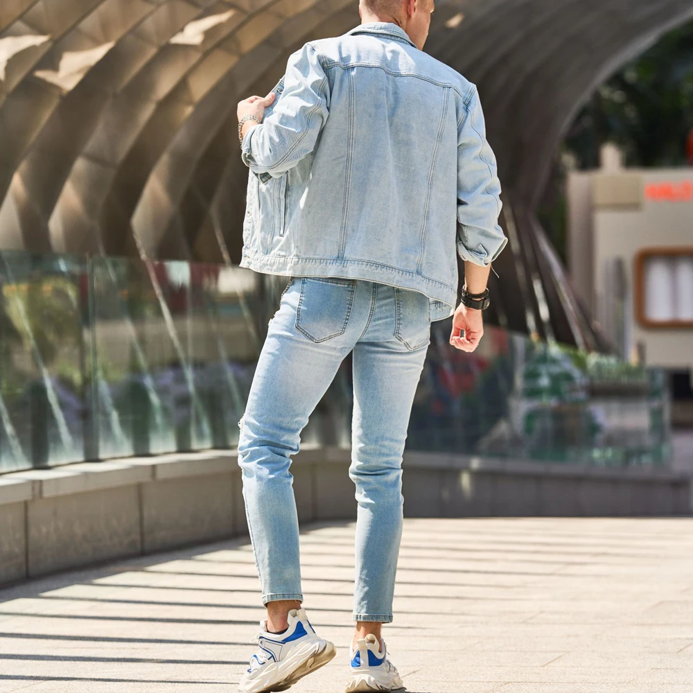 Trendy Oversized Vintage Denim Shirt Jacket for Men Chic Streetwear Work Coat