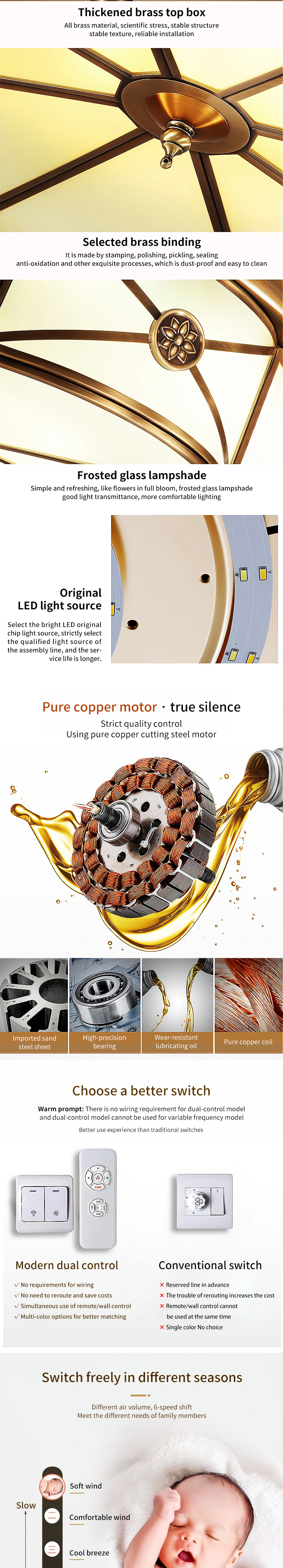 Ceiling Fan, LED, Copper+PC - detail 4