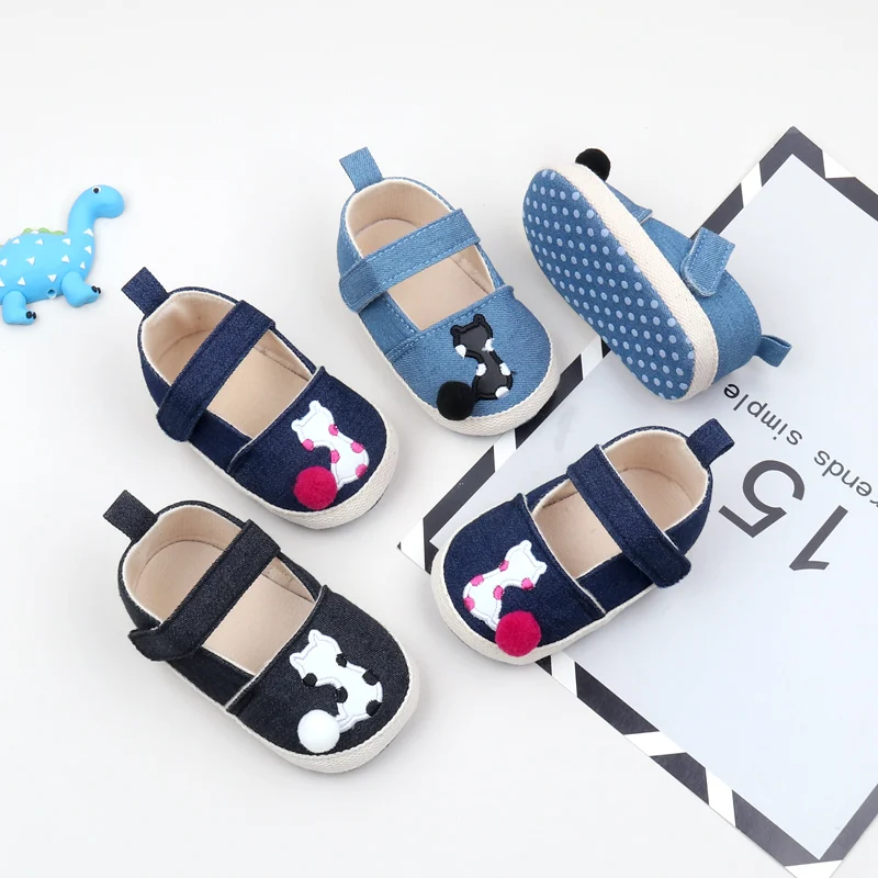 Spring Autumn Summer Denim Material Soft Sole Newborn Infant Baby Girl Shoes 2024 factory