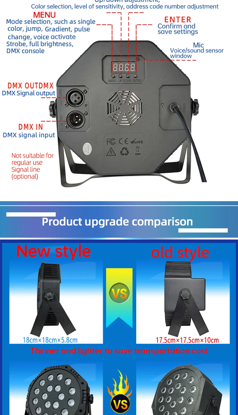 Dingdian 18 LED Stage Par Lighting Colorful Color Dj Equipment Gig Bar Led Par Bar Stage Lighting With Stand LED Stage Par Light