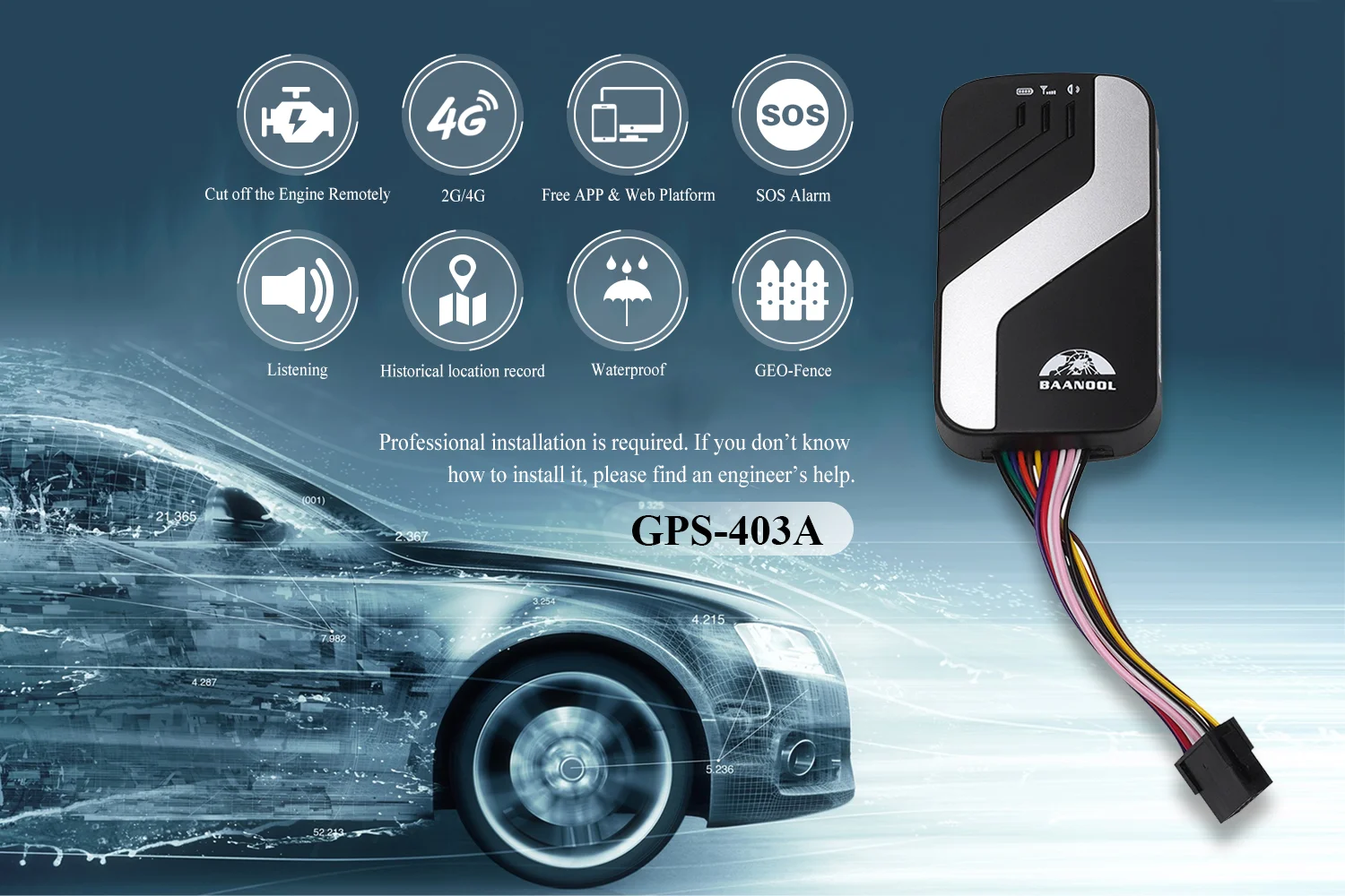 4G GPS COBAN factory 403 Vehicle Engine Stop with Free Tracking Platform Car Tracking Device Waterproof IP67 Small GPS Tracker