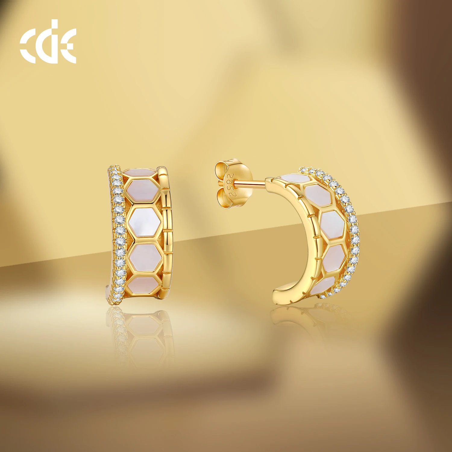CDE YE1778 Fine 925 Silver Jewelry  Earring Joyas De Plata 925 Original Wholesale Shell Rose Gold Plated Stud Earrings
