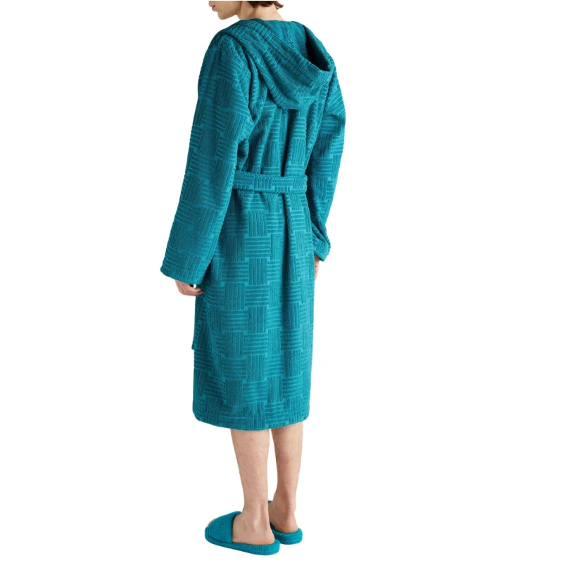 Logo embossed cotton hooded robe dressing gown toweling bathrobe