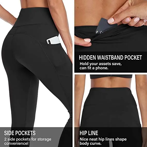 Wholesale Workout Gym Fitness Custom Women Printed High Waist Non See Through Yoga Pants Leggings With Pockets