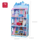 Doll Wood House For Child 2021 New 3 Floors Girls Petend Role Play Game Kids Big Wooden Doll House For Children