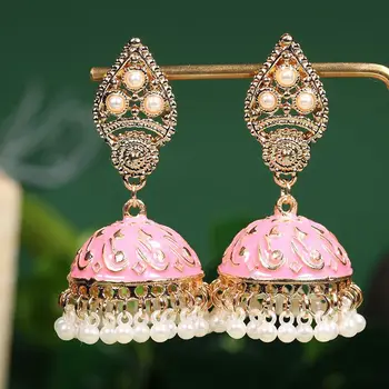New hot-selling earrings Indian ethnic style fashion bells pearl earrings women's jewelry wholesale
