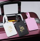 Luggage Tags Customized Printing White Black Pink PU Leather Travel Luggage Tags