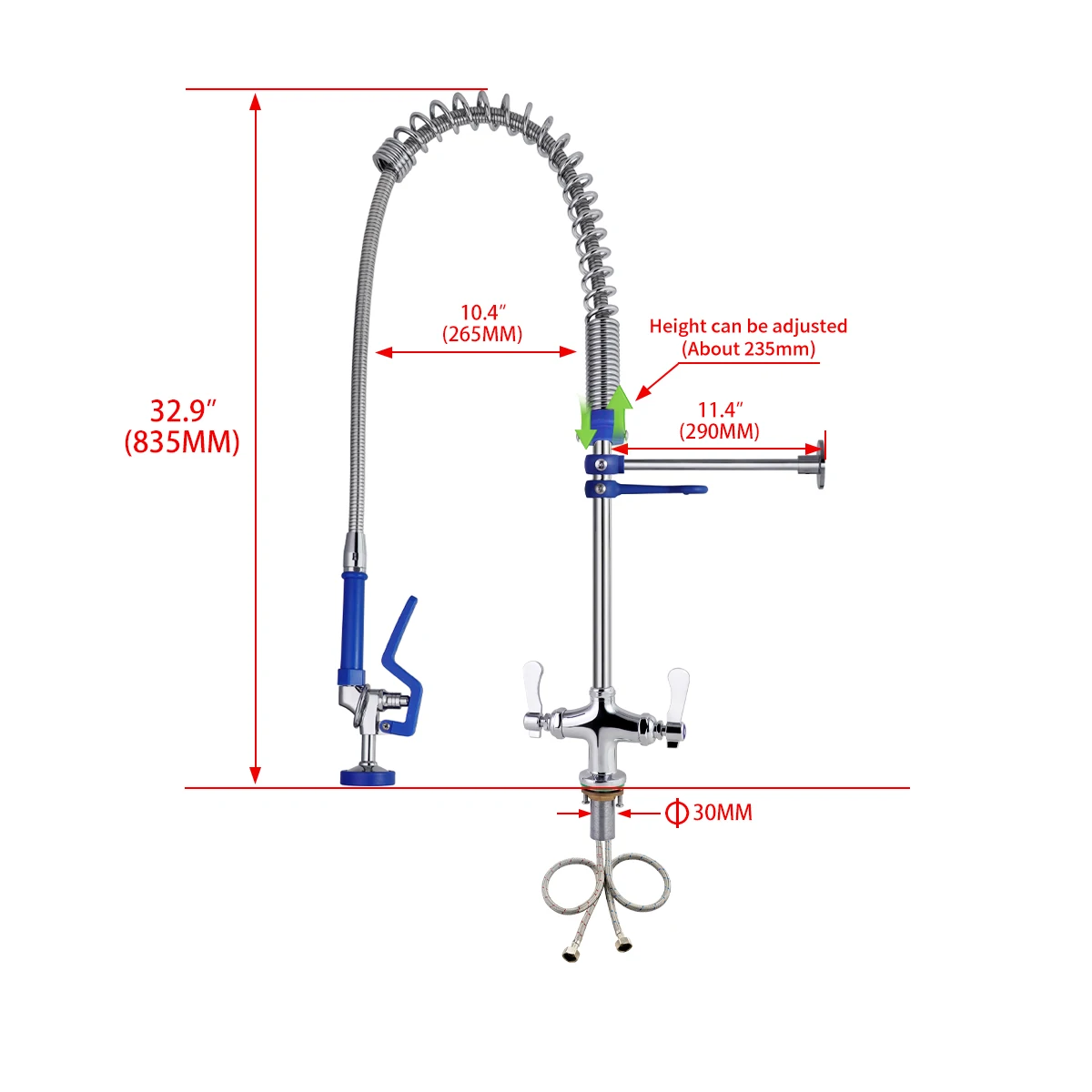 Industrial Style 38"Jumbo Kitchen Tap Restaurant Commercial Kitchen Sink Faucet Sprayer Dish Washers and Pre Rinse Taps Kitchens factory