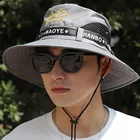 High Quality Outdoor Hiking Adventure Safari Hat Wide Brim Mens Fisherman Cap Custom Bucket Hat With String
