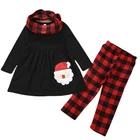 Dress Set Spring And Autumn Girls' Long Sleeve Dress Set Children'S Plaid Pants Girl Christmas Set