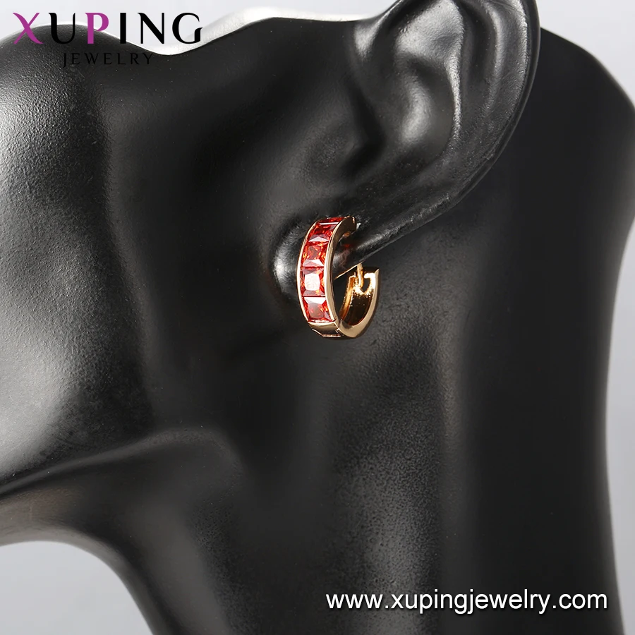 29255 Xuping fashion 18k gold plated hoop earrings bijouterie for ladies luxury crystal huggies earrings women