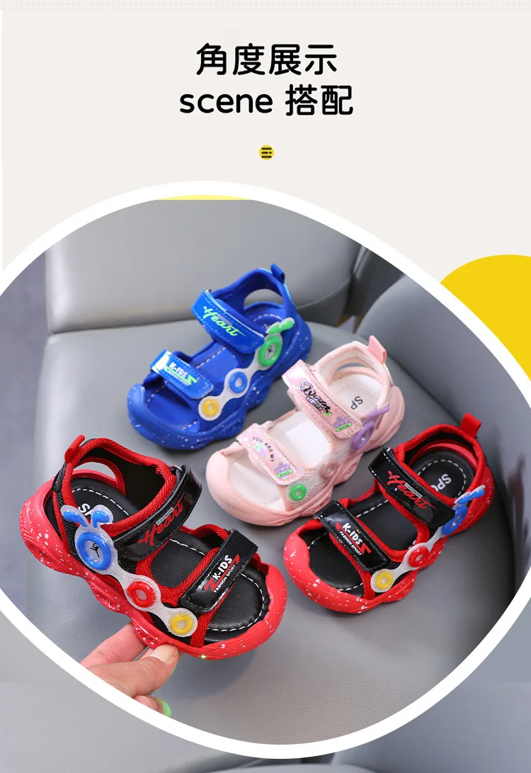 2024 Summer Lighting Sandals for Boys and Girls 1-6 Years Old Luminous Casual Shoes Soft Anti-Kick Beach Shoes for Toddlers supplier