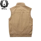 Spring Autumn Pure Cotton Washed Multi-pocket Sleeveless Jacket Urban Wear Outdoor Leisure Men's Vest