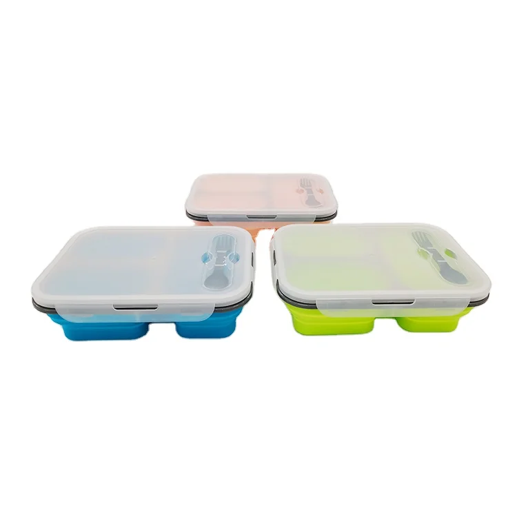 Food Grade Platinum Silicone Lunch Box White Collar Folding Design Microwave Safe Kids Picnic Office Student Food Storage Bag