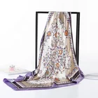 Scarf Square Custom Fashion Female Head Makeup Flower Pattern Scarf Square Polyester Shawl Satin Scarf