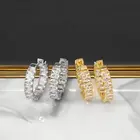 Round Hoop Earrings Women Fashion Round Shiny Cz Circle Crystal Hoop Earrings