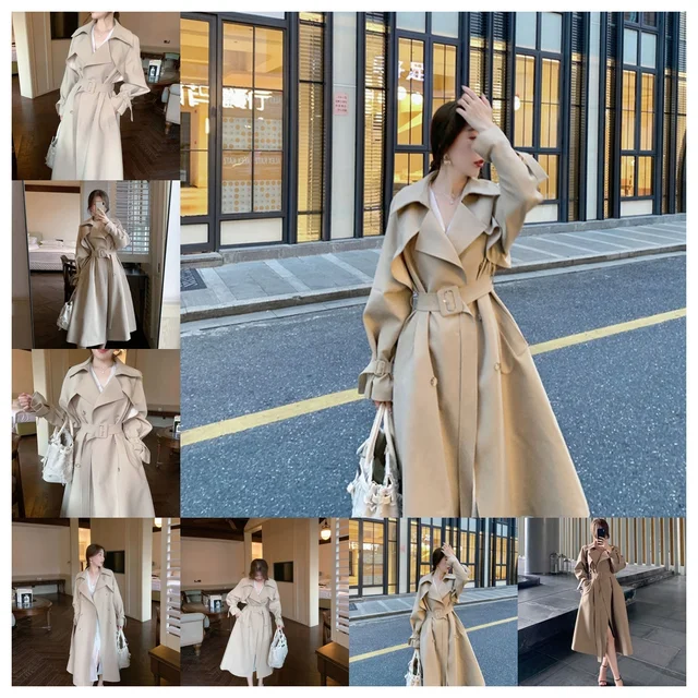 Trench Long 2024New High Waist Autumn British Khaki Simple Elegant Loose Solid Women's Coats Plus Size Women's Clothing