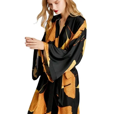 yellow satin robe