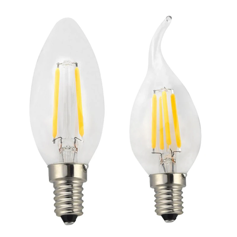 Super Bright E14 LED Bulb AC220 4W 8W 12W Filament Candle Light C35 C35L Edison Bulb Retro Antique Vintage Style Cold Warm White