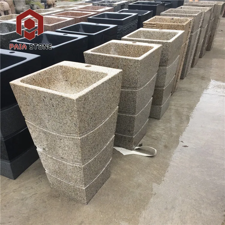 product outdoor yellow granite stone pedestal sink-0